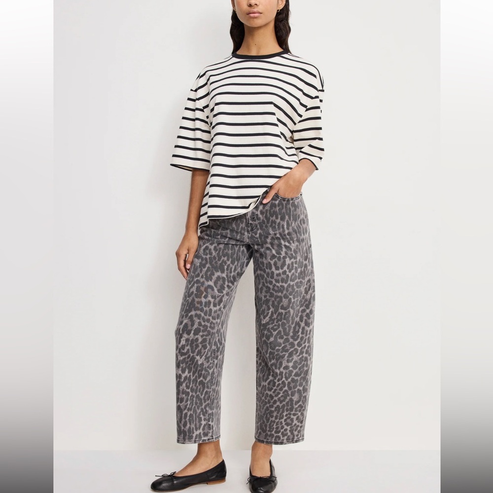Good American 
Good Barrel Jeans lucky leopard print